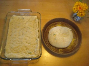 There was enough dough for two shapes: a flat bread and an oval. (photo by Lucy Martin)