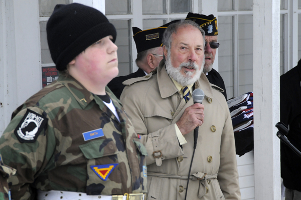 Bob Ross, President of Homeward Bound Adirondacks and CEO of St Joseph's Addiction Treatment and Recovery Center, was the guest speaker for the flag ceremony at American Legion Post 326.