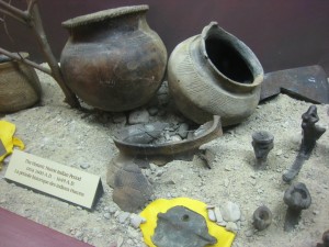 Wendat (Huron) pottery circa 1600-1649 A.D. on display at Sainte-Marie Among the Hurons. (photo: Lucy Martin)