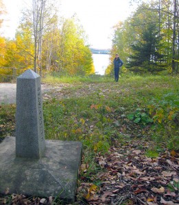 Border monument and clear-cut near Lake Memphremagog, Vermont. Photo: Craig Miller