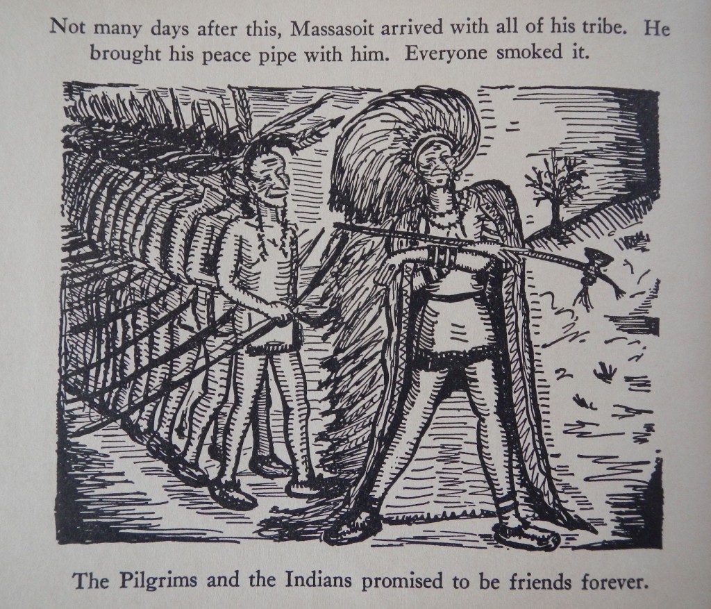 In this page from the already-mentioned children's book "The Pilgrims and the Indians promised to be friends forever" (photo: Lucy Martin)