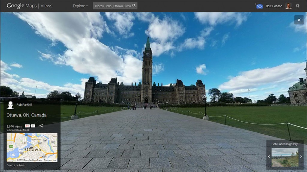 Screen shot from a Street View panorama of Parliament Hill by Rob Parkhill