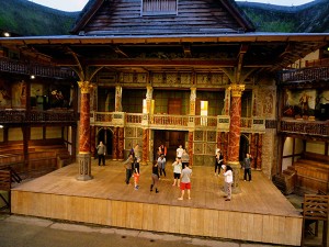 A drama class on stage at the world famous Globe Theatre in London. Photo: Todd Moe