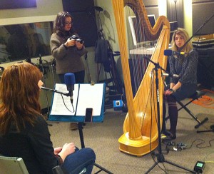 Claire Woodcock interviewing Mikaela Davis in the NCPR studio. Photo: Zach Hirsch