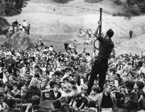 Pete Seeger at Newport Folk Festival in the '60s. (Photo via Wikipedia, no licensing.)