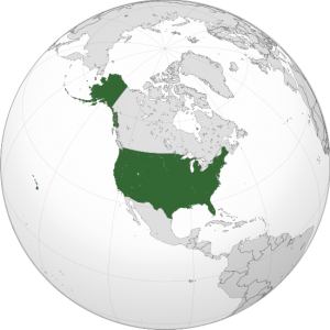 United States placed on the globe. Image: via Wikipedia.
