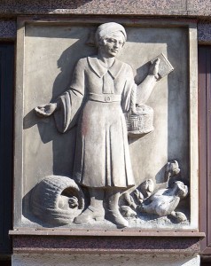 A relief of Frugality on the Ceska sporitelna building, Czech Republic. Image by SJu, Creative Commons.