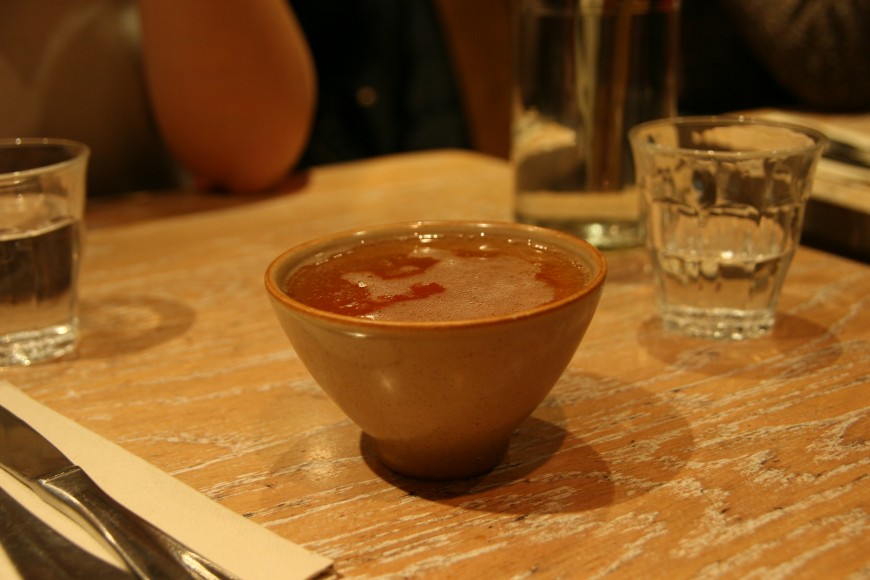 A bowl of cider in France, served in the regional way. Photo: Amy Feiereisel