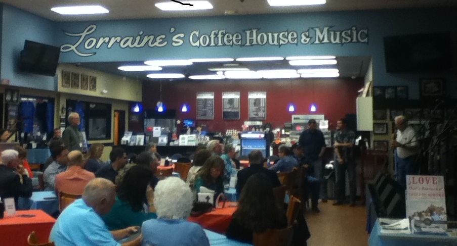  This is Lorraine's Coffee House - with a nice stage area and great sound system.  This is clearly a listening room for great bluegrass music...with refreshments.