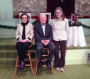 Jimmy and Roselyn Carter and Betsy Kepes at Maranatha Baptist Church in Plains, Georgia. 