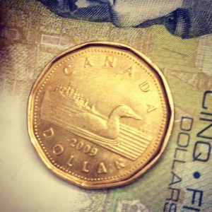 The Loonie: In Canada it's worth a dollar. In the US, it's worth about 69 cents. Photo: Aaron Strout, Creative Commons, some rights reserved