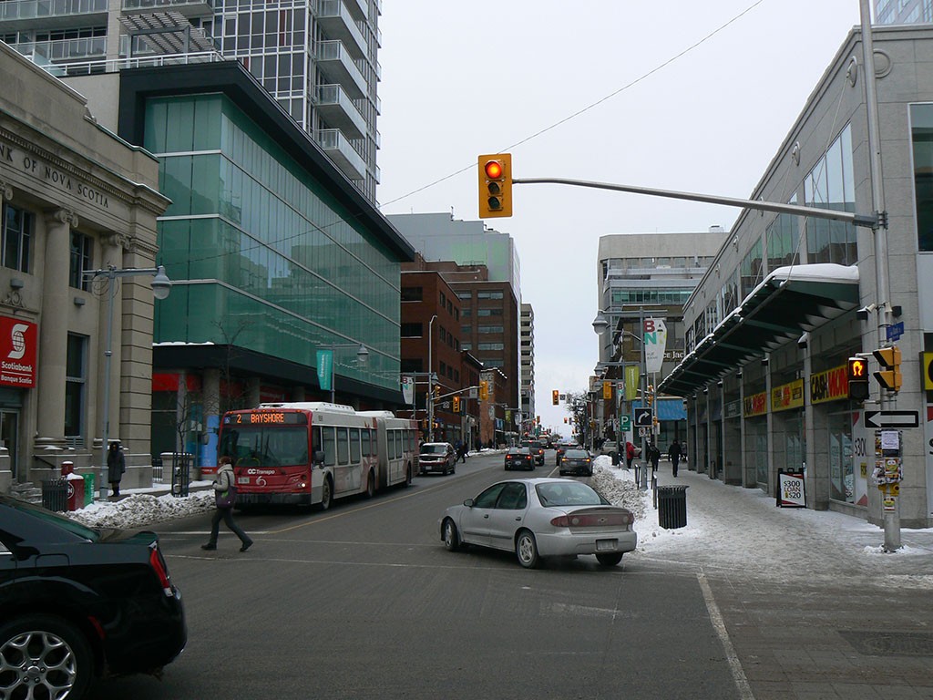 Bank Street in heavily urban downtown Ottawa.   
