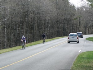 Sharing the road is sometimes a challenge in Gatineau Park.  Photo by James Morgan
