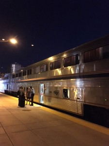 Night time is St. Paul. The ability to sleep while sitting up in an important train traveler skill. Photo: Tom Vandewater
