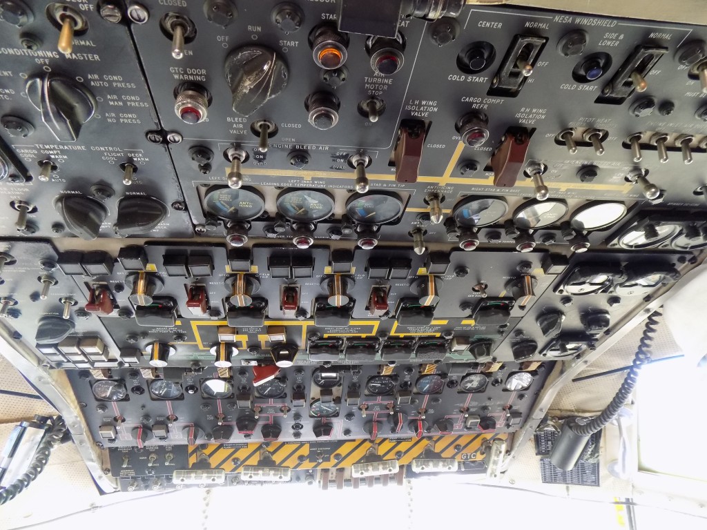 This control panel on the cockpit ceiling is just one of the many things a Flight Engineer like my grandfather was responsible for operating.  Photo by James Morgan