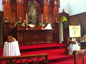 The altar decorated for Thanksgiving at St. Luke Lutheran Church in Ottawa.  Photo: Rev. Dr. Bryan King