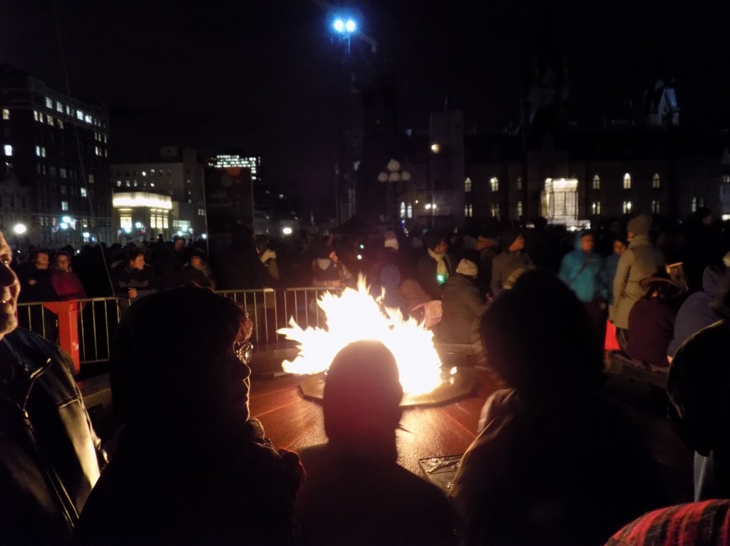 The Centennial Flame on Parliament Hill contributed to the holiday spirit.  It was supposed to be a temporary monument to honor Canada's 100th anniversary in 1967.  But, it was so well-liked that it was made permanent.  Photo: James Morgan