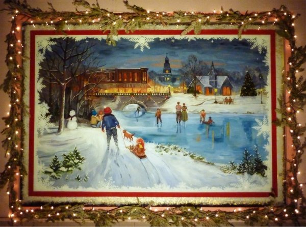 Annual holiday window painting from The Ford Family in Saranac Lake. Archive Photo of the Day from Christmas Eve 2011.