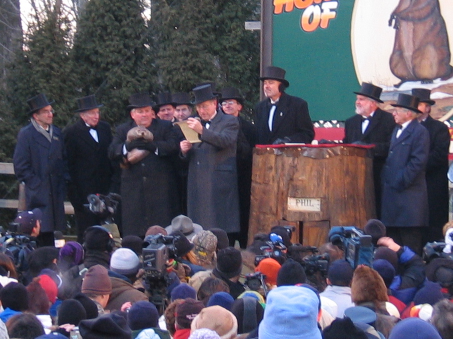 Groundhog Day festivities in Punxsutawney, PA. No fire-bearers, alas. Photo: Guety, Creative Commons, some rights reserved