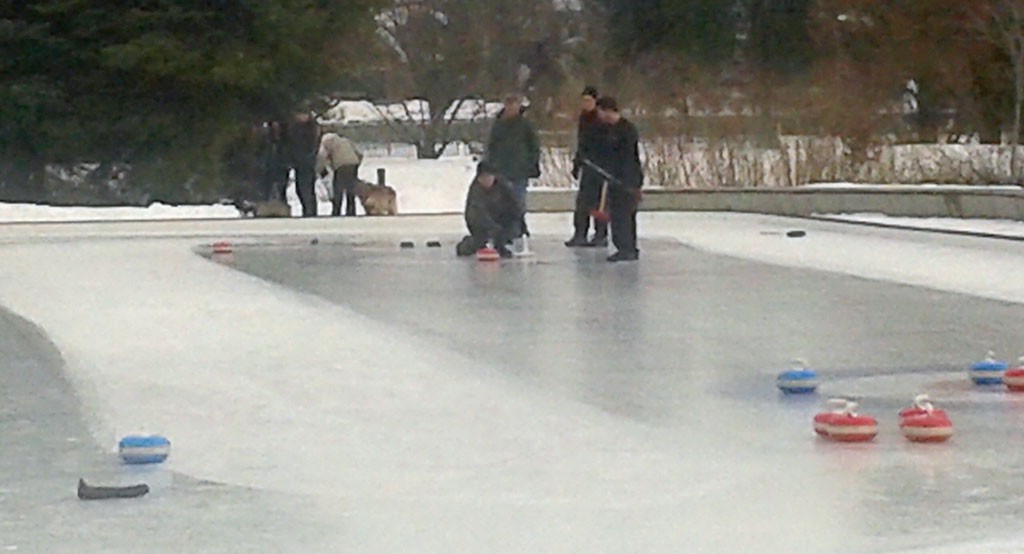 Sweep! Hurry Hard! Visitors to Ottawa’s Lansdowne Park try curling on an outdoor rink. Photo: James Morgan