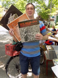 The author and his folkie findings.  Photo by Daniel Pellerin