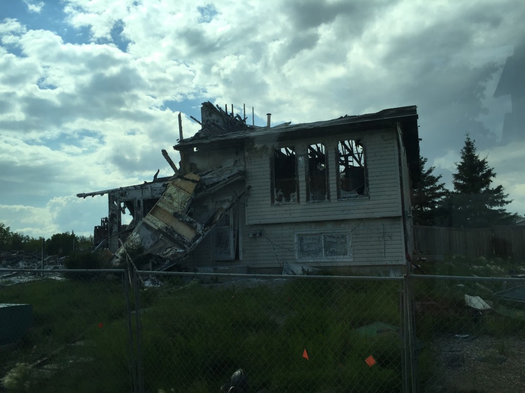 This house was destroyed in an explosion that took place as a result of the fire.  