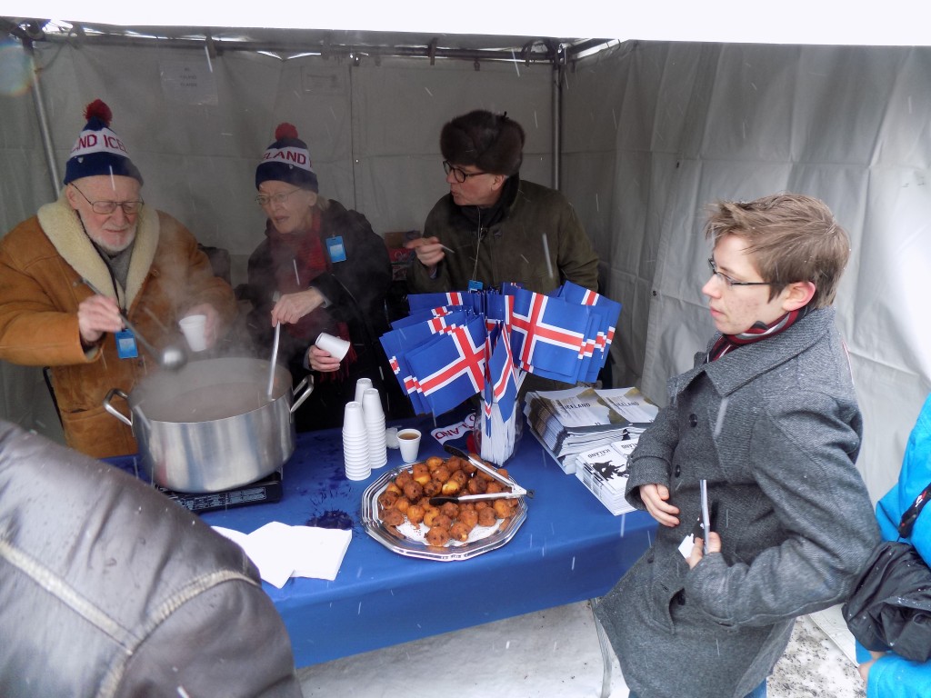 Iceland has become a popular tourist destination.  Its embassy gave away samples of a lamb and vegetable soup and homemade donuts.  Photo: James Morgan