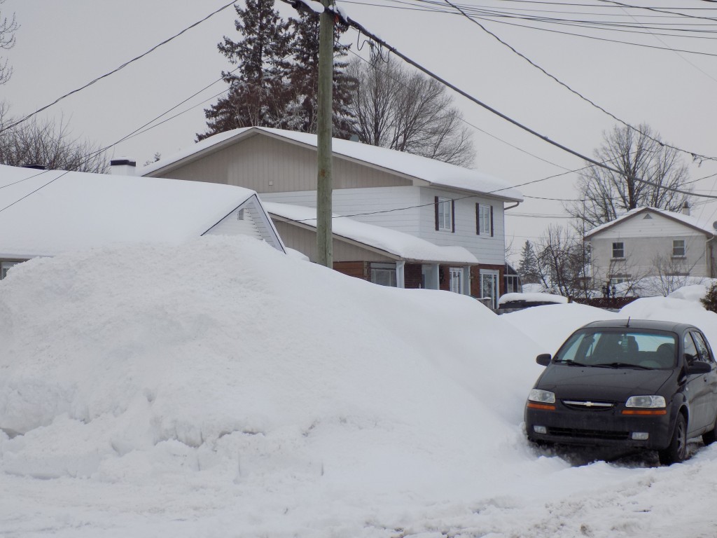 Rue Berthe in Gatineau on February 15th.  There is a house behind the snowbank.  Photo: James Morgan
