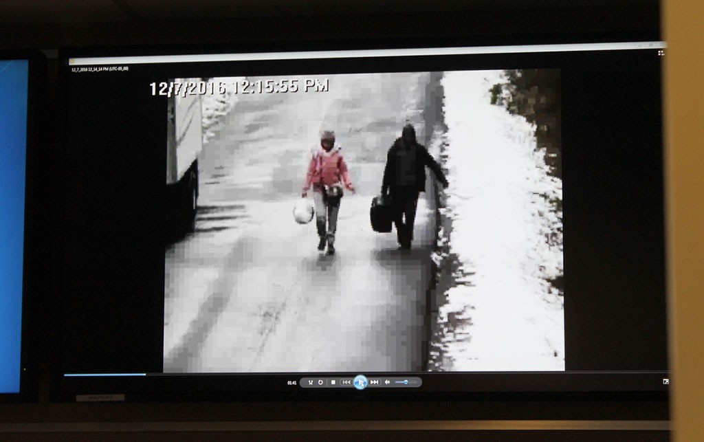 Surveillance footage from December 2016 of a refugee family crossing into Canada. Photo: Zach Hirsch