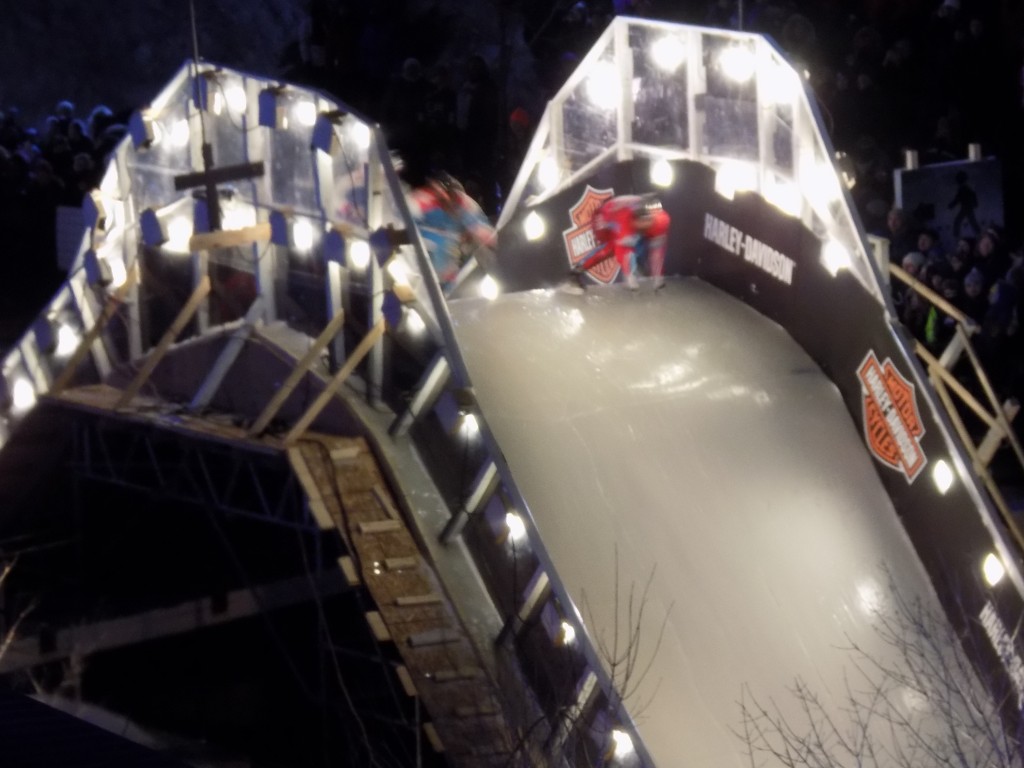 Two Crashed Ice racers in Ottawa.  Photo: James Morgan