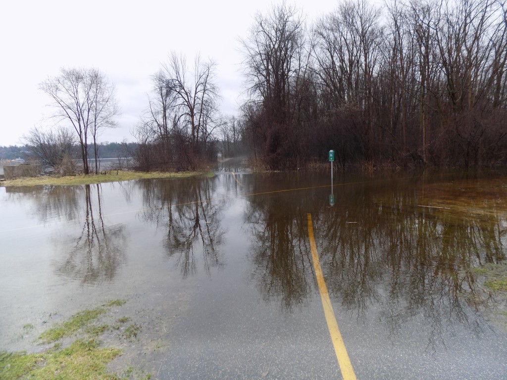 Submerged bicycle paths in Gatineau's Leamy Lake Park.  Photo: James Morgan