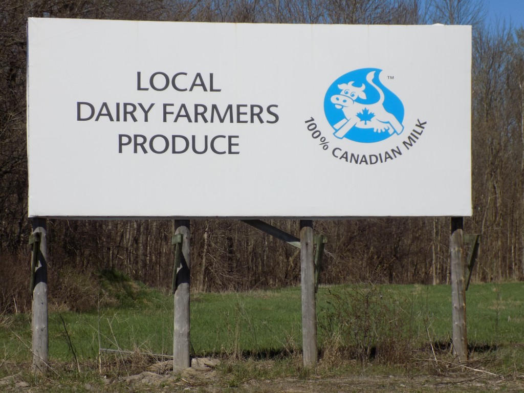 A Dairy Farmer's of Canada billboard on Highway 29 north of Brockville, Ontario.  Photo: James Morgan