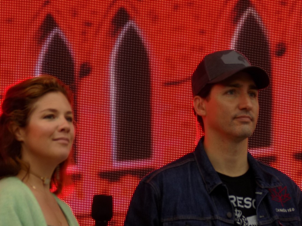 On Friday morning, Prime Minister Justin Trudeau and his wife Sophie Gregoire-Trudeau were rehearsing for the Canada Day celebrations.  Photo: James Morgan