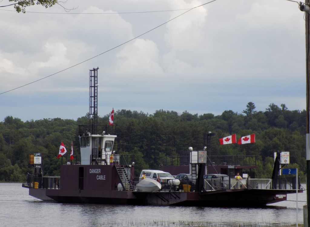 The ferry nearing the dock in Quyon, Quebec with vehicles from Fitzroy Harbour, Ontario.  Photo: James Morgan