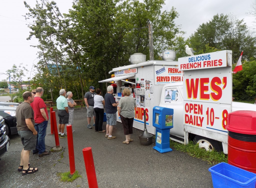 A lunchtime lineup at Wes' Chip Wagon.  Photo: James Morgan