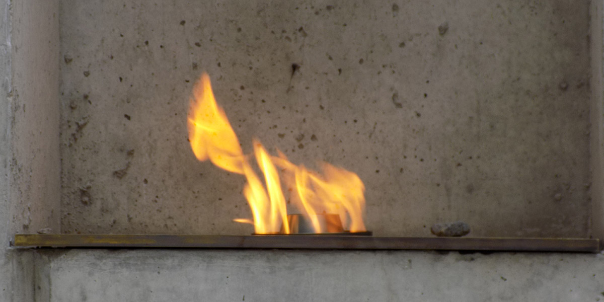 The memorial flame. Photo: James Morgan