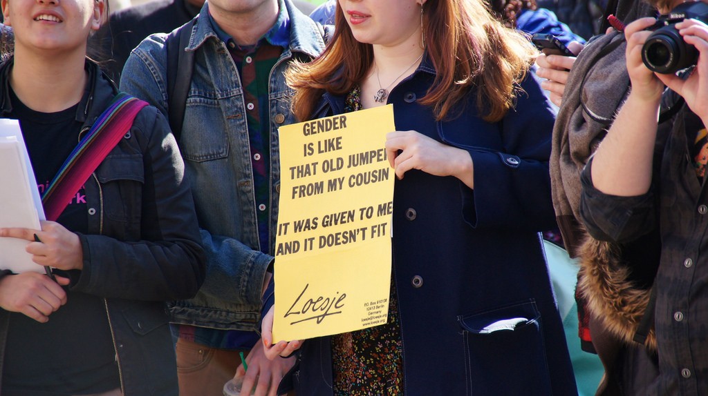 Sign at a rally for transgender equality. Photo: Ted Eytan, Creative Commons, some rights reserved