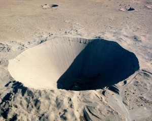 Crater at the Nevada Test Site. Photo: National Nuclear Security Administration
