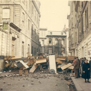 Street barricades in Bordeaux, France, May 1968. Photo: Tangopaso, public domain