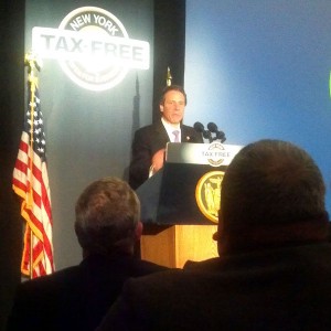 Gov. Andrew Cuomo makes his Tax-Free NY pitch to a Plattsburgh audience.