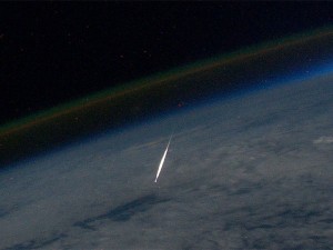 A Perseid meteor seen from the International Space Station during the 2011 shower. Photo: NASA's Marshall Space FLight Center, Creative Commons, some rights reserved