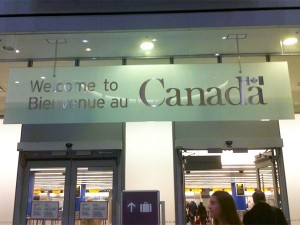 Welcome to Canada sign, Toronto Pearson International Airport. Photo: Cohen Canada, Creative Commons, some rights reserved
