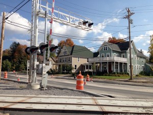 The rail crossing in downtown Canton. Photo: David Sommerstein.
