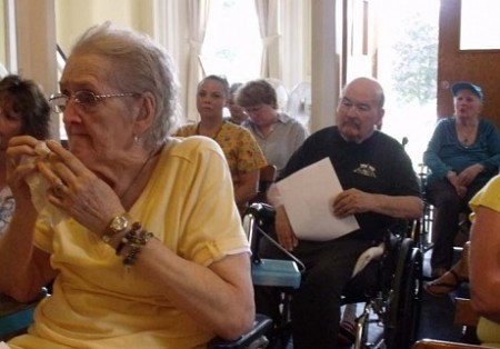 Senior residents at Horace Nye listening to a debate over the future of their nursing home in 2012. NCPR file Photo: Brian Mann