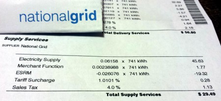 In April, National Grid bills were somewhat lower than they'd been during the winter months. But this month, they'll rise again. Photo: John Stanford