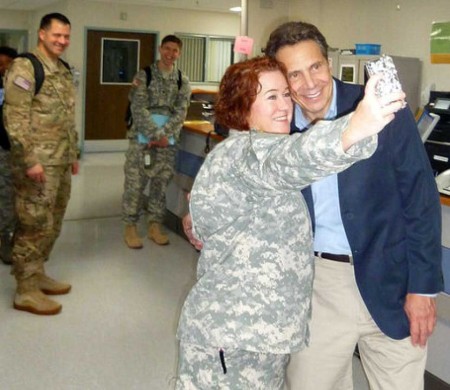 Gov. Cuomo poses with a service-member in Germany while en route to Afghanistan. Photo: Office of NYS Governor'