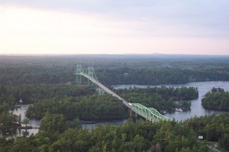 It's a big border. What's the best way to secure it? The 1000 Islands Bridge on the Canadian side. The picture was taken from atop of a Canadian observation tower that is about 300 yards before the U.S.-Canadian border crossing. Image by MJCdetroit