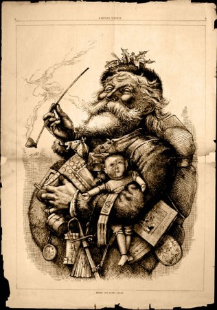 Santa won the war. Our popular image of Santa Claus in America was created in part by Thomas Nast, the crusading political cartoonist in the 1800s.
