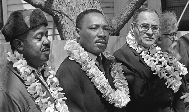 Ralph Abernathy, Martin Luther King Jr. and Ralph Bunche start the march.