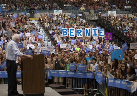 Democratic presidential candidate Bernie Sanders at a rally in Greensboro, NC, on September 13, 2015. Photo: Bernie Sanders'  Facebook page. 